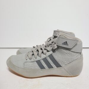 B14 Adidas Men HVC 2 AC7503 Gray Wrestling High Top Shoes Sneakers Size 3Y